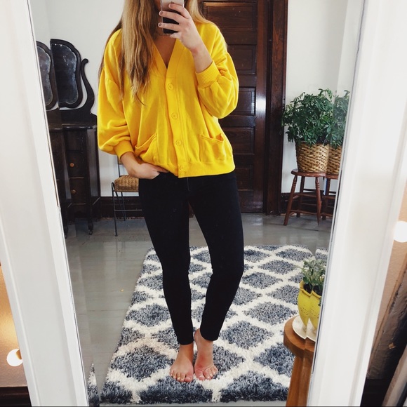 Vintage Sweaters - Vintage 90s Mustard Cardigan Sweater